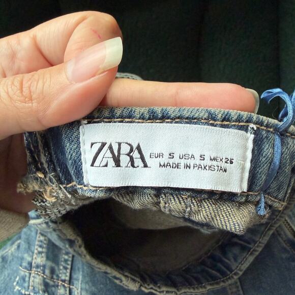 Zara Strapless Asymmetric Denim Midi Dress Size S - Picture 4 of 4